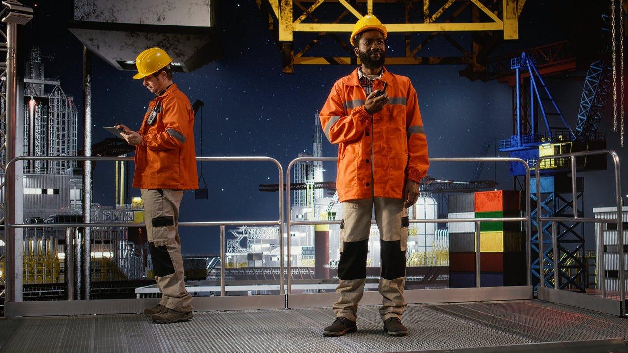Des shipyard workers breton shipbuilding participent à la construction d’un navire moderne dans un chantier naval en Bretagne.